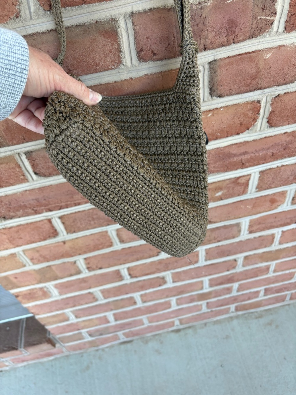The Sak Woven Crochet Crossbody Bag in Taupe - Picture 5 of 8